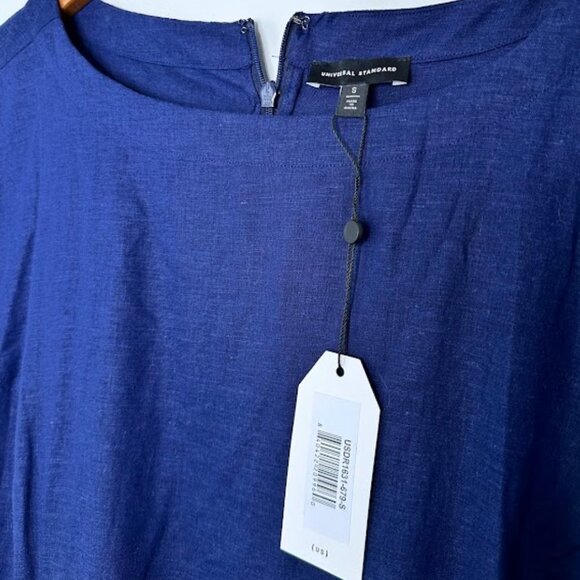 Universal Standard NWT Sunset Linen Flounce Dress in Blue Size S* 14/16 - Picture 2 of 3